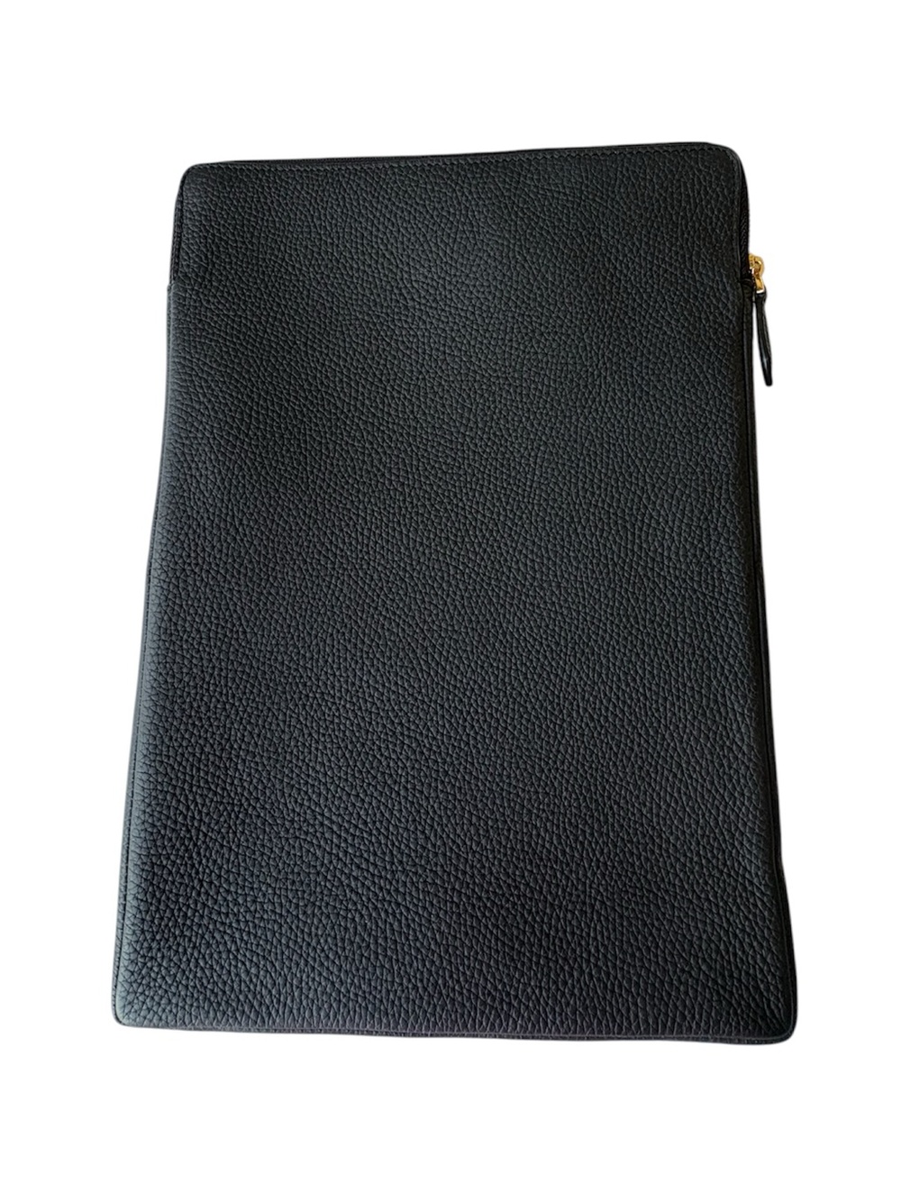 Maison de Sabre Leather Tech Pouch Black Pebbled Zip Clutch iPad Case New - Picture 2 of 5